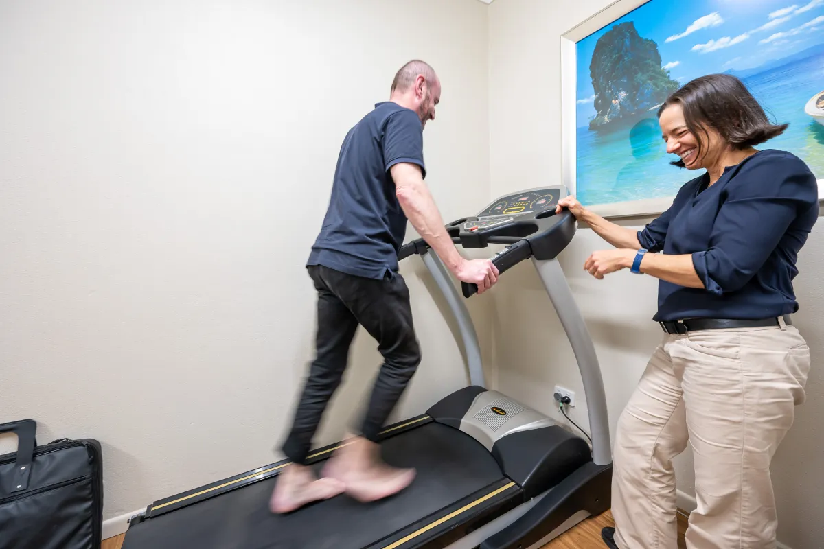 Gait analysis on a treadmill at the Noosa podiatry clinic